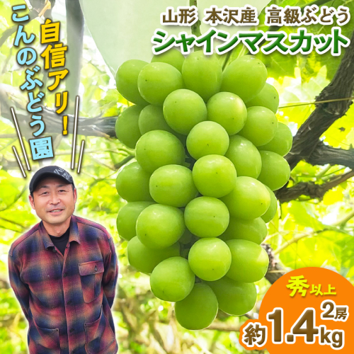 大人気！【こんのぶどう園】山形本沢産 高級ぶどう シャインマスカット 2房 【令和8年産先行予約】FS25-720  1551344 - 山形県山形市