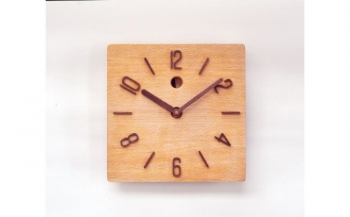 AH6　無垢材の木の掛け時計（ブナ）　スクエア振り子タイプ