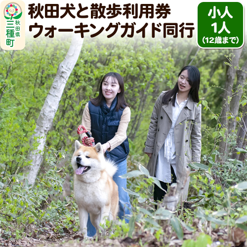 秋田犬と散歩 利用券【小人1人（12歳まで）】ウォーキングガイド同行 1553661 - 秋田県三種町