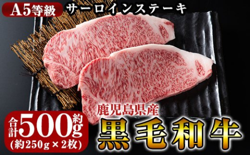 C-030 鹿児島県産黒毛和牛＜A5等級＞黒毛和牛サーロインステーキ約250ｇ×2枚【きりしま畜産】 155562 - 鹿児島県霧島市
