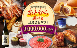 【ふるさと納税】【あとから選べる】 岐阜県多治見市ふるさとギフト 300万円分 飛騨牛 日本酒 スイーツ 美濃焼 あとから ギフト [TDA041