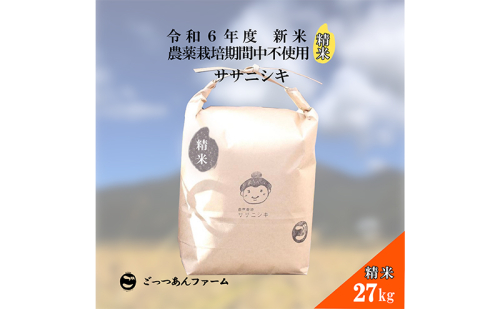 令和6年度産 新米 【どすこい米】自然栽培 ササニシキ 精米 27kg 1557432 - 福島県猪苗代町