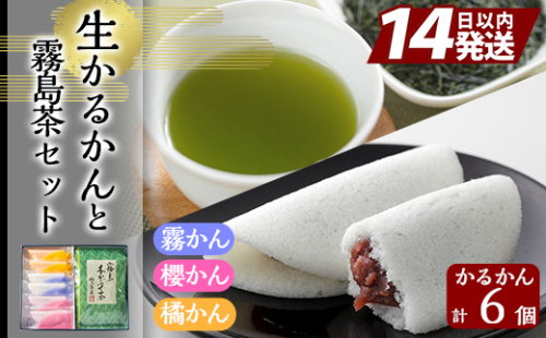 A0-260 創作生かるかん(2個×3種・計6個)と霧島茶(80g)セット！【徳重製菓とらや】 156022 - 鹿児島県霧島市