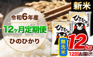 【12ヶ月定期便】令和6年産 新米 定期便 無洗米 ひのひかり 12kg 《申込み翌月から発送》令和6年産 熊本県産 ふるさと納税 精米 ひの 米 こめ ふるさとのうぜい ヒノヒカリ コメ 熊本米 ひのもり