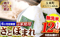 【6ヶ月定期便】熊本県産 さとほまれ 無洗米 ご家庭用 定期便 12kg 《申込み翌月から発送》熊本県 玉名郡 玉東町 米 こめ コメ ブレンド米 送料無料