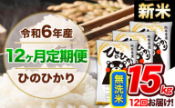 【12ヶ月定期便】令和6年産 新米 定期便 無洗米 ひのひかり 15kg 《申込み翌月から発送》令和6年産 熊本県産 ふるさと納税 精米 ひの 米 こめ ふるさとのうぜい ヒノヒカリ コメ 熊本米 ひのもり