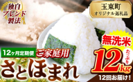 【12ヶ月定期便】熊本県産 さとほまれ 無洗米 ご家庭用 定期便 12kg 《申込み翌月から発送》熊本県 玉名郡 玉東町 米 こめ コメ ブレンド米 送料無料