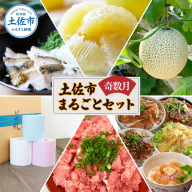 土佐市まるごとセット6回コース（奇数月）トイレットペーパー 土佐文旦 アールスメロン 訳あり海鮮漬け丼 ネギトロ ウツボのたたき 藁焼き フルーツ ハヤシの花 家庭用 訳アリ