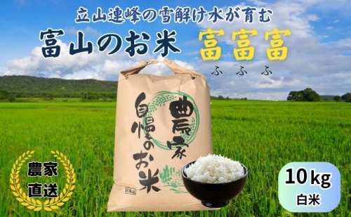【農家直送】立山連峰の雪解け水が育む「富富富」10kg(白米)富山米 ふふふ 157435 - 富山県魚津市