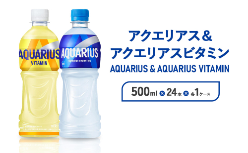 アクエリアス ビタミン アクエリアス PET 500ml×24本×各1ケース セット 合計48本 2ケース【コカコーラ】水分補給 スポーツ飲料 清涼飲料水 常温 AQUARIUS コカ・コーラ 熱中症対策 送料無料 部活 少年団 1587764 - 宮崎県えびの市