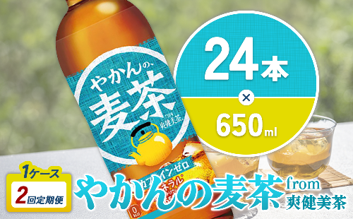 【2回定期便】やかんの麦茶 from 爽健美茶 PET 650ml 24本×2回 合計48本 2ヶ月【コカコーラ】 日本茶 お茶 麦茶 ペットボトル カフェインゼロ 常温 常温 送料無料 こども 美容 むくみ 1587812 - 宮崎県えびの市