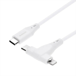 使用頻度の高いLightningコネクタとタイプCコネクタが1本のケーブルになっているため、スマートフォンを2台持ちしている人におすすめです。ソフトなシリコン素材を採用しており、非常に柔らかく絡まりに