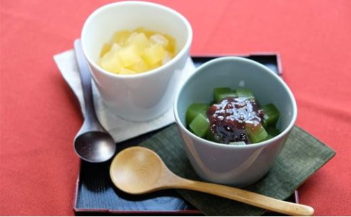 西伊豆天草100％ところてんデザート　抹茶あんみつ・蜜柑ところてん6個セット■ 1595606 - 静岡県静岡市