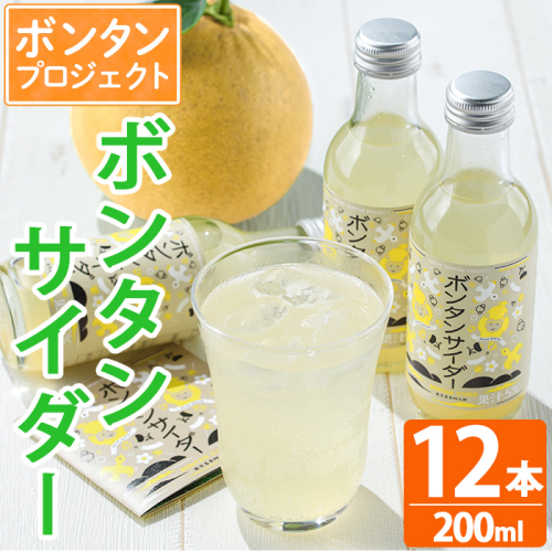ボンタンサイダー(12本)一つ一つ手作業で皮を剥き、果汁をしぼり仕上げました！ぼんたん ボンタン 文旦 サイダー ジュース 飲み物 飲料 果汁 フルーツ 果物 炭酸【ボンタンプロジェクト】akn055-01 159879 - 鹿児島県阿久根市