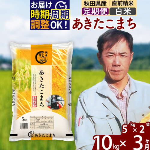 ※令和7年産※《定期便3ヶ月》秋田県産 あきたこまち 10kg【白米】(5kg小分け袋) 2025年産 お届け時期選べる お届け周期調整可能 隔月に調整OK お米 みそらファーム 160472 - 秋田県北秋田市