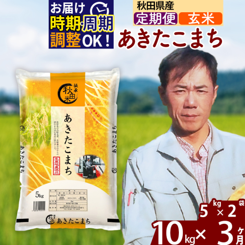 ※令和7年産※《定期便3ヶ月》秋田県産 あきたこまち 10kg【玄米】(5kg小分け袋) 2025年産 お届け時期選べる お届け周期調整可能 隔月に調整OK お米 みそらファーム 160508 - 秋田県北秋田市