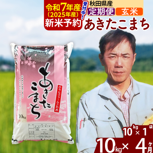 ※令和7年産 新米予約※《定期便4ヶ月》秋田県産 あきたこまち 10kg【玄米】(10kg袋) 2025年産 お届け周期調整可能 隔月に調整OK お米 みそらファーム 160509 - 秋田県北秋田市