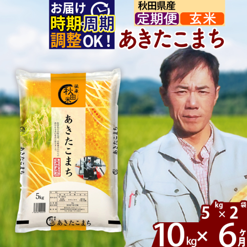 ※令和7年産※《定期便6ヶ月》秋田県産 あきたこまち 10kg【玄米】(5kg小分け袋)  2025年産 お届け時期選べる お届け周期調整可能 隔月に調整OK お米 みそらファーム 160511 - 秋田県北秋田市
