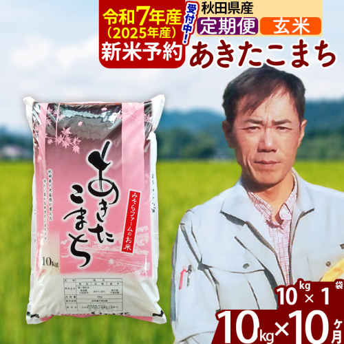 ※令和7年産 新米予約※《定期便10ヶ月》秋田県産 あきたこまち 10kg【玄米】(10kg袋) 2025年産 お届け周期調整可能 隔月に調整OK お米 みそらファーム 160515 - 秋田県北秋田市