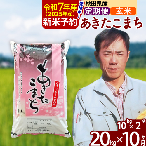 ※令和7年産 新米予約※《定期便10ヶ月》秋田県産 あきたこまち 20kg【玄米】(10kg袋) 2025年産 お届け周期調整可能 隔月に調整OK お米 みそらファーム 160527 - 秋田県北秋田市