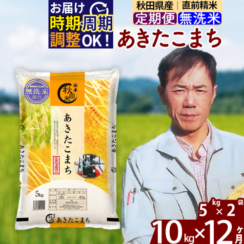 ※令和7年産※《定期便12ヶ月》秋田県産 あきたこまち 10kg【無洗米】(5kg小分け袋)  2025年産 お届け時期選べる お届け周期調整可能 隔月に調整OK お米 みそらファーム 160541 - 秋田県北秋田市