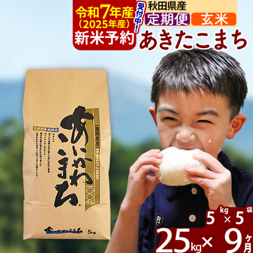 ※令和7年産 新米予約※《定期便9ヶ月》秋田県産 あきたこまち 25kg【玄米】(5kg小分け袋) 2025年産 お届け周期調整可能 隔月に調整OK お米 藤岡農産 160560 - 秋田県北秋田市
