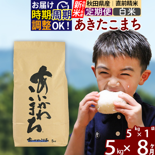※令和7年産 新米※《定期便8ヶ月》秋田県産 あきたこまち 5kg【白米】(5kg小分け袋) 2025年産 お届け時期選べる お届け周期調整可能 隔月に調整OK お米 藤岡農産 160710 - 秋田県北秋田市