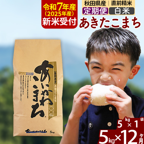 ※令和7年産 新米予約※《定期便12ヶ月》秋田県産 あきたこまち 5kg【白米】(5kg小分け袋) 2025年産 お届け時期選べる お届け周期調整可能 隔月に調整OK お米 藤岡農産 160718 - 秋田県北秋田市