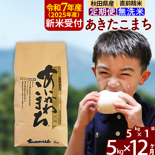 ※令和7年産 新米予約※《定期便12ヶ月》秋田県産 あきたこまち 5kg【無洗米】(5kg小分け袋) 2025年産 お届け時期選べる お届け周期調整可能 隔月に調整OK お米 藤岡農産 160720 - 秋田県北秋田市