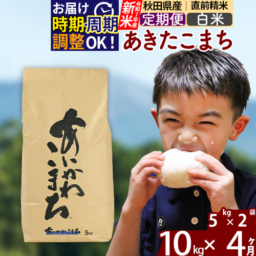 ※令和7年産 新米※《定期便4ヶ月》秋田県産 あきたこまち 10kg【白米】(5kg小分け袋) 2025年産 お届け時期選べる お届け周期調整可能 隔月に調整OK お米 藤岡農産 160727 - 秋田県北秋田市