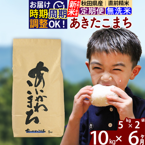 ※令和7年産 新米※《定期便6ヶ月》秋田県産 あきたこまち 10kg【無洗米】(5kg小分け袋) 2025年産 お届け時期選べる お届け周期調整可能 隔月に調整OK お米 藤岡農産 160739 - 秋田県北秋田市