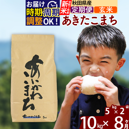 ※令和7年産 新米※《定期便8ヶ月》秋田県産 あきたこまち 10kg【玄米】(5kg小分け袋) 2025年産 お届け時期選べる お届け周期調整可能 隔月に調整OK お米 藤岡農産 160833 - 秋田県北秋田市