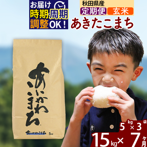 ※令和7年産※《定期便7ヶ月》秋田県産 あきたこまち 15kg【玄米】(5kg小分け袋) 2025年産 お届け時期選べる お届け周期調整可能 隔月に調整OK お米 藤岡農産 160853 - 秋田県北秋田市