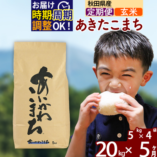 ※令和7年産※《定期便5ヶ月》秋田県産 あきたこまち 20kg【玄米】(5kg小分け袋) 2025年産 お届け時期選べる お届け周期調整可能 隔月に調整OK お米 藤岡農産 160873 - 秋田県北秋田市