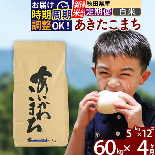 ※令和7年産 新米※《定期便4ヶ月》秋田県産 あきたこまち 60kg【白米】(5kg小分け袋) 2025年産 お届け時期選べる お届け周期調整可能 隔月に調整OK お米 藤岡農産 160989 - 秋田県北秋田市