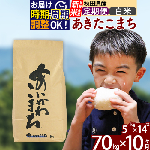 ※令和7年産 新米※《定期便10ヶ月》秋田県産 あきたこまち 70kg【白米】(5kg小分け袋) 2025年産 お届け時期選べる お届け周期調整可能 隔月に調整OK お米 藤岡農産 161006 - 秋田県北秋田市
