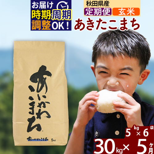 ※令和7年産※《定期便5ヶ月》秋田県産 あきたこまち 30kg【玄米】(5kg小分け袋) 2025年産 お届け時期選べる お届け周期調整可能 隔月に調整OK お米 藤岡農産 161045 - 秋田県北秋田市