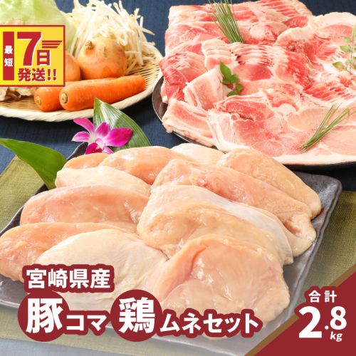 豚1kg・鶏ムネ切身1.8kg　計2.8kgセット　K16_0114 1611000 - 宮崎県木城町