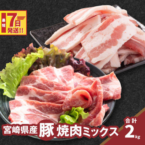 ★スピード発送!!７日～10日営業日以内に発送★焼肉ミックス（バラ500g×2・肩ロース500g×2）計2kg　K16_0120 1611004 - 宮崎県木城町