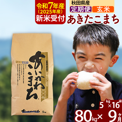 ※令和7年産 新米予約※《定期便9ヶ月》秋田県産 あきたこまち 80kg【玄米】(5kg小分け袋) 2025年産 お届け時期選べる お届け周期調整可能 隔月に調整OK お米 藤岡農産 161104 - 秋田県北秋田市