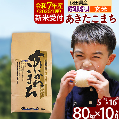 ※令和7年産 新米予約※《定期便10ヶ月》秋田県産 あきたこまち 80kg【玄米】(5kg小分け袋) 2025年産 お届け時期選べる お届け周期調整可能 隔月に調整OK お米 藤岡農産 161105 - 秋田県北秋田市