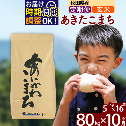 ※令和7年産※《定期便10ヶ月》秋田県産 あきたこまち 80kg【玄米】(5kg小分け袋) 2025年産 お届け時期選べる お届け周期調整可能 隔月に調整OK お米 藤岡農産 161105 - 秋田県北秋田市