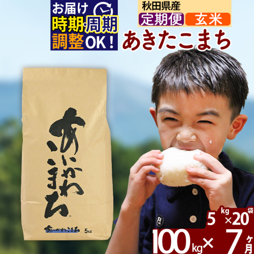 ※令和7年産※《定期便7ヶ月》秋田県産 あきたこまち 100kg【玄米】(5kg小分け袋) 2025年産 お届け時期選べる お届け周期調整可能 隔月に調整OK お米 藤岡農産 161124 - 秋田県北秋田市