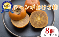 【佐渡島産 ジャンボおけさ柿】5Lサイズ8個 大平柿 化粧箱入り 樹上脱渋 種なし | 新潟県産柿 新潟産柿 佐渡産柿 佐渡島産かき たねなし柿 種無し柿 おけさ柿 大平柿 柿 かき カキ 大玉 フルーツ 果物 ギフト 贈答 にいがた さど 新潟県 佐渡市  新潟県産柿 新潟産柿 佐渡産柿 佐渡島産かき たねなし柿 種無し柿  新潟県産柿 新潟産柿 佐渡産柿 佐渡島産かき たねなし柿 種無し柿