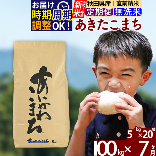 ※令和7年産 新米※《定期便7ヶ月》秋田県産 あきたこまち 100kg【無洗米】(5kg小分け袋) 2025年産 お届け時期選べる お届け周期調整可能 隔月に調整OK お米 藤岡農産 161212 - 秋田県北秋田市