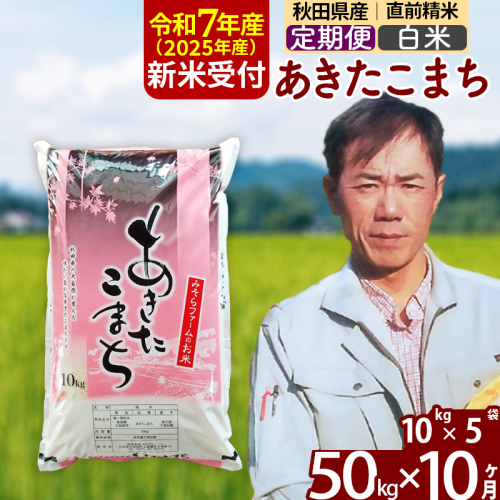 ※令和7年産 新米予約※《定期便10ヶ月》秋田県産 あきたこまち 50kg【白米】(10kg袋) 2025年産 お届け時期選べる お届け周期調整可能 隔月に調整OK お米 みそらファーム 161249 - 秋田県北秋田市
