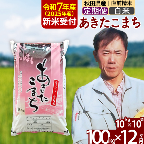 ※令和7年産 新米予約※《定期便12ヶ月》秋田県産 あきたこまち 100kg【白米】(10kg袋) 2025年産 お届け時期選べる お届け周期調整可能 隔月に調整OK お米 みそらファーム 161306 - 秋田県北秋田市