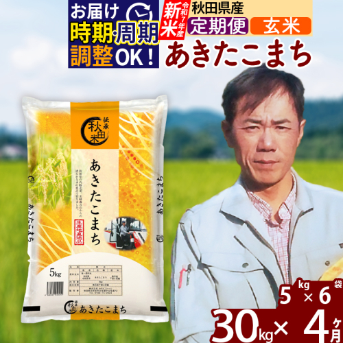 ※令和7年産 新米※《定期便4ヶ月》秋田県産 あきたこまち 30kg【玄米】(5kg小分け袋) 2025年産 お届け時期選べる お届け周期調整可能 隔月に調整OK お米 みそらファーム 161309 - 秋田県北秋田市
