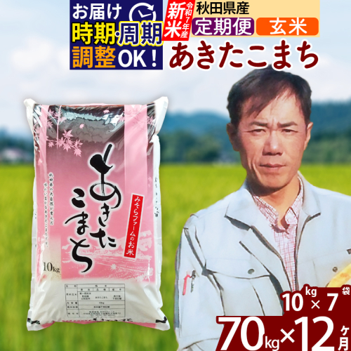 ※令和7年産 新米※《定期便12ヶ月》秋田県産 あきたこまち 70kg【玄米】(10kg袋) 2025年産 お届け時期選べる お届け周期調整可能 隔月に調整OK お米 みそらファーム 161361 - 秋田県北秋田市