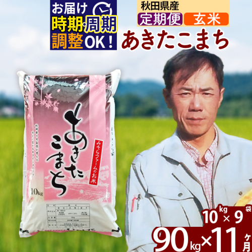 ※令和7年産※《定期便11ヶ月》秋田県産 あきたこまち 90kg【玄米】(10kg袋) 2025年産 お届け時期選べる お届け周期調整可能 隔月に調整OK お米 みそらファーム 161382 - 秋田県北秋田市